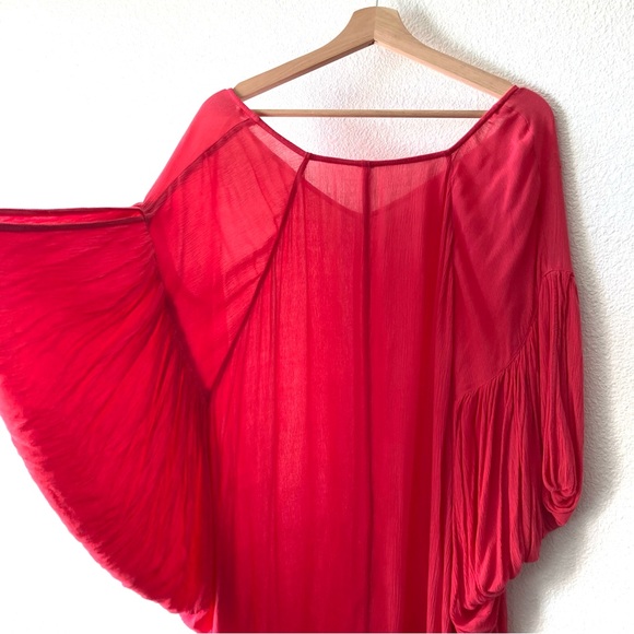 Free People Flowy Oversize Tunic Top Xs Rayon Billowy Sleeves Boho - Picture 10 of 16